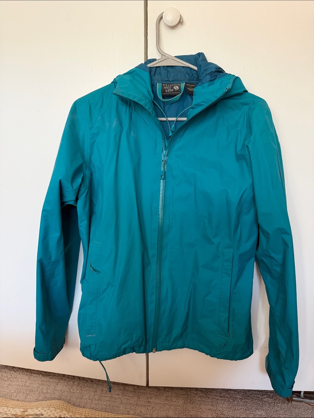 Mountain Hardwear Teal Waterproof Hooded Rain Jacket
